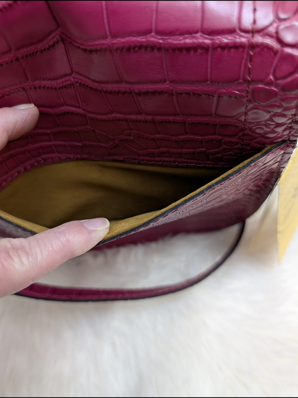 Patricia Nash Distressed Vintage Croc Collection Magenta Crossbody Bag NWT - Picture 6 of 15
